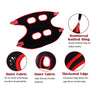 Black pet nail trimming sling with red accents showing its outer fabric inner fabric and thickened edge features