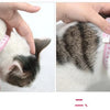A white puppy is shown with a pink measuring tape placed on its fur, demonstrating an adjustable nylon pet harness and leash 