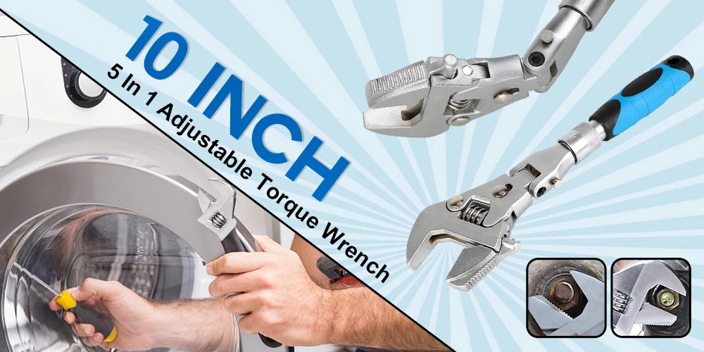 A hand is using a 10 inch adjustable torque wrench on a surgical instrument.