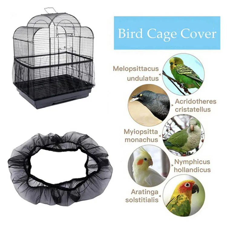 A collection of bird cage covers for various species including Melopsittacus undulatus, Acridotheres cristatellus, Myiositta 