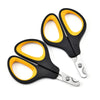 A pair of black and orange ergonomic pet nail clippers for dogs and cats.
