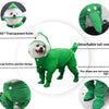 Veste imperméable verte pour chiens de petite taille avec bord transparent et queue amovible