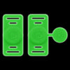 A pair of bright green silicone holders designed to attach to pet collars.