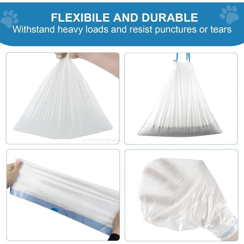 Weiße flexible und strapazierfähige Katzenstreubox-Liner in verschiedenen Winkeln