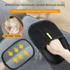 Schwarze bidirektionale elektrostatische Handschuhe zur Entfernung von Katzenhaaren bei Haustieren.