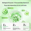 A product image showing a biological enzyme for odor removal, featuring tea tree extract and a composite biological enzyme in
