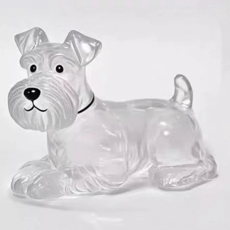 Klares Glasfigur eines Hundekopfes und der Brust, der wie ein Welpe aussieht, als Gedenk-Anhänger.