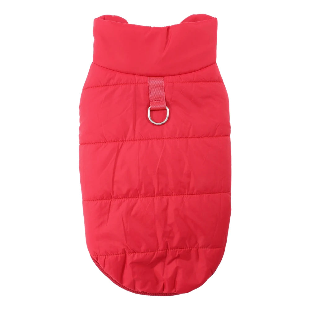 Veste polaire imperméable et matelassée rouge vif pour chiens et chats.
