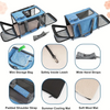 Blue breathable mesh pet carrier bag with storage features and various straps