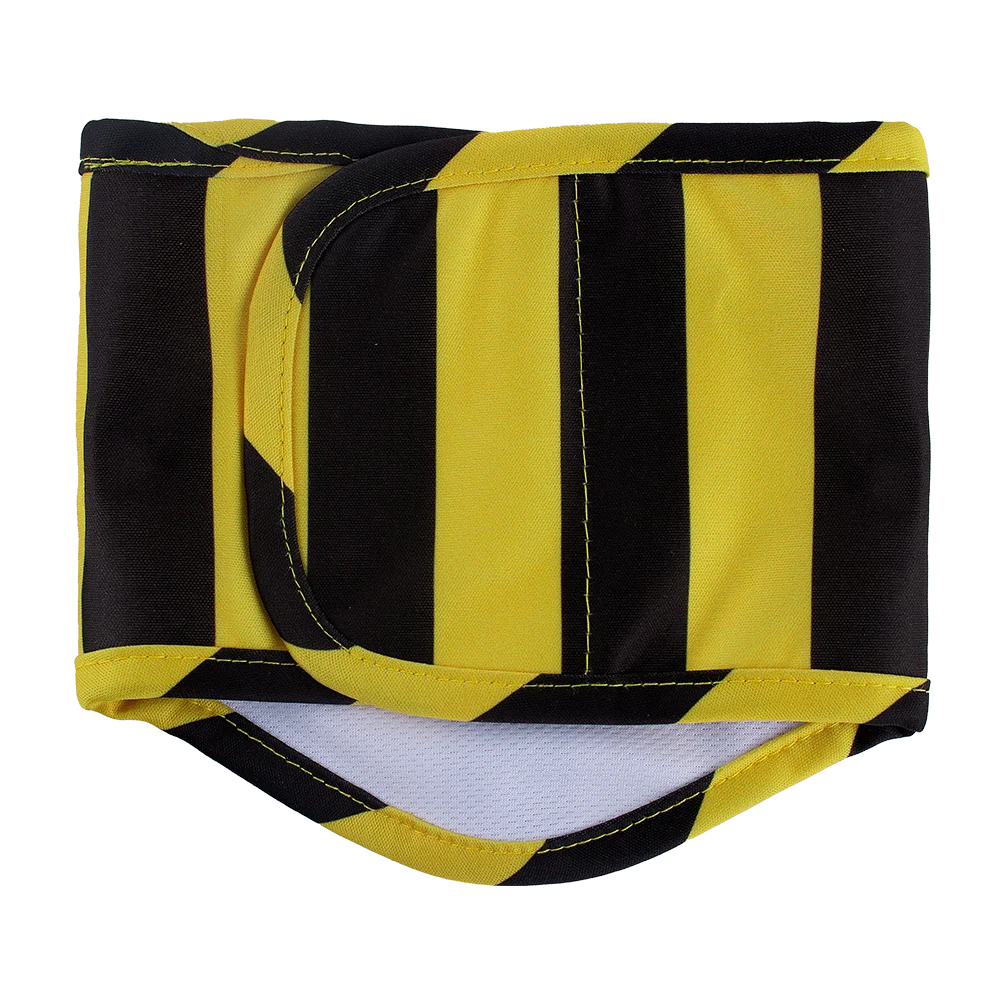 Yellow and black striped reusable washable sanitary pants for male dogs