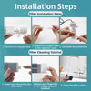 Installation steps for a filter, showing how to connect the oxygen tube and clean the filter cotton.