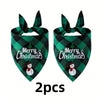 Two green plaid Christmas triangle pet scarves or bandanas for dogs