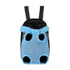 Light blue mesh carrier backpack with black straps and zippers for cats and dogs