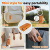 A bag, key buckle, and trouser pocket showing the portability of a mini style for easy portability.
