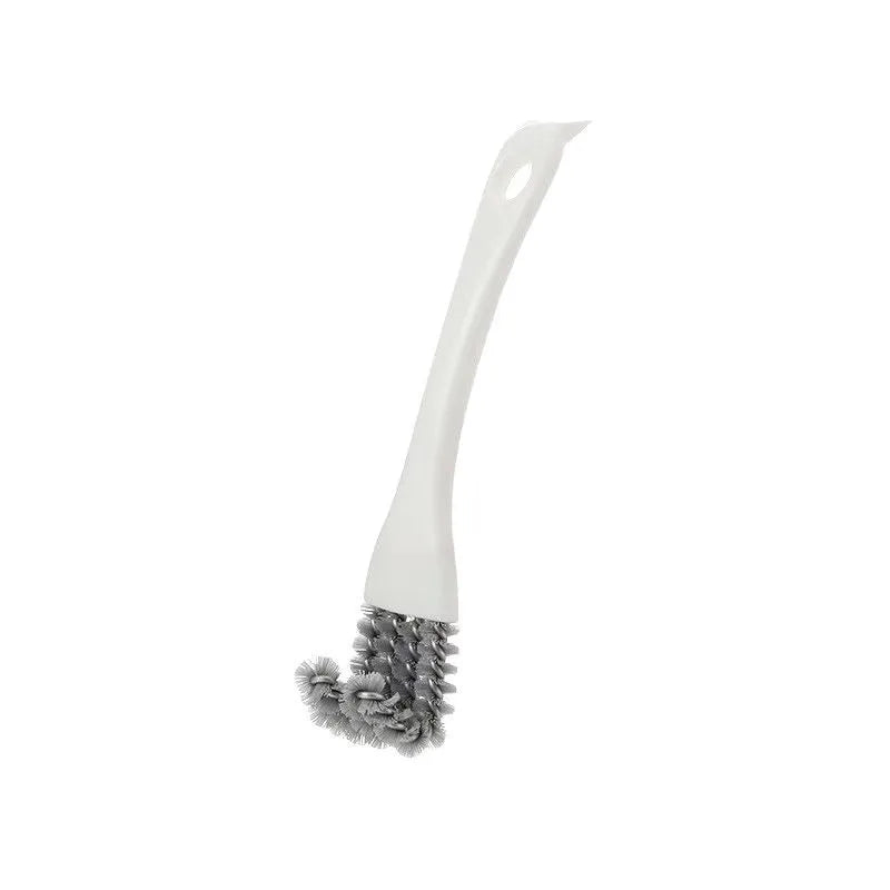 Brosse de nettoyage pour cage d'animal en acier inoxydable, 2-en-1, avec manche flexible et tête à poils.