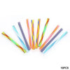A collection of ten colorful bouncy spring toys for cats in various bright colors.