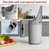 A gray durable and waterproof 2-in-1 cat litter scoop and sifter tool shown next to fresh produce.