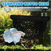 A floating betta hide made of black mesh allowing small aquatic creatures to explore and swim.