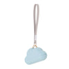 A light blue cloud-shaped lint roller refill with a pink strap.