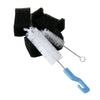 Black sponge replacement filters and a white feather-like filter with a metal wire.