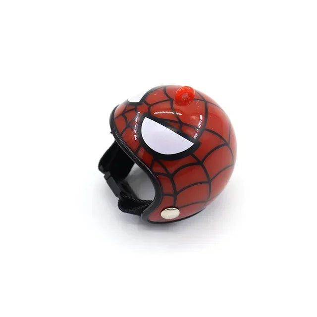 Leuchtend orange und schwarz Schutzhelm für Outdoor-Nutzung, gestaltet wie eine Spinne- oder Hähnchenkopf.