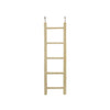 A wooden bird ladder with hooks for climbing and perching.
