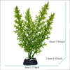 Plante aquatique artificielle vert vif avec de fines feuilles plumeuses, en pot noir.