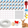 Automatic rabbit drinking nipple waterer kit with a silicone tube and a plastic feeder component