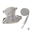 Gray pet leash harness for dogs and cats with a detachable collar and leash