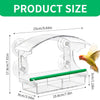 Nourrice pour oiseaux avec tube vert et ventouses, montrée avec les dimensions.