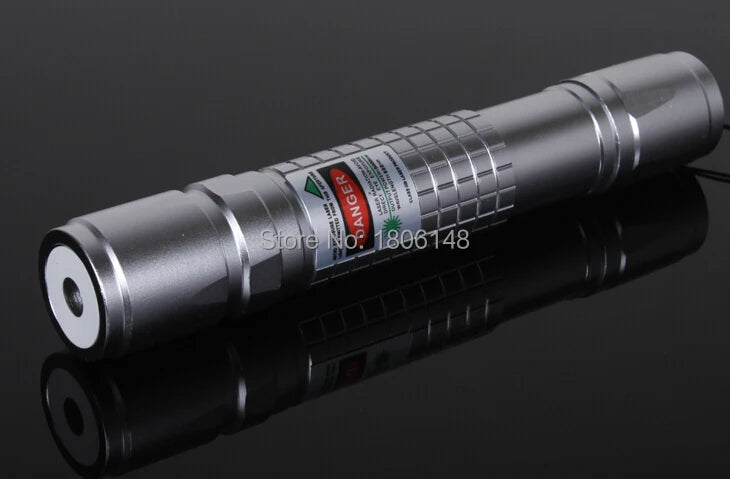 Silver focusable green laser pointer for cats and outdoor use