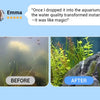 Before and after comparison of aquarium water quality using purification tablets.