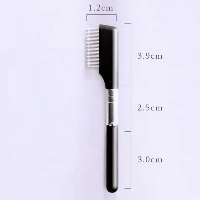A black pet face comb with a metal handle and bristles, shown against a white background.