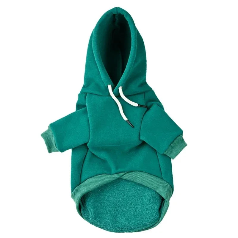 Sudadera con capucha de perro de forro polar color verde azulado con cordón.