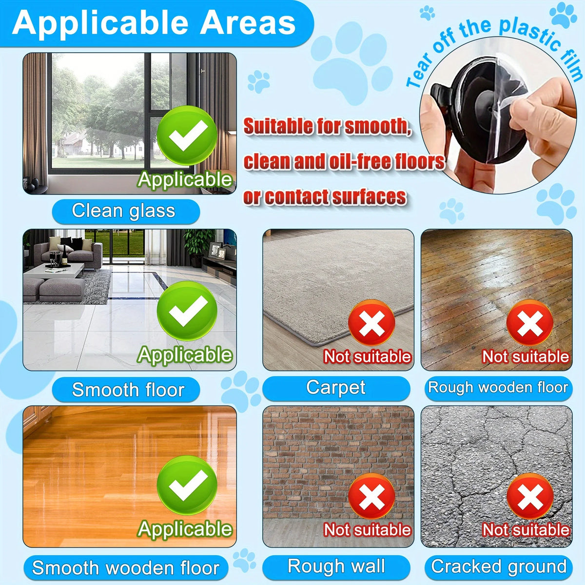 Set cleaning tools and plastic film for cleaning floors and surfaces