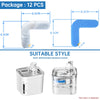A package of 12 replacement filters for pet water fountains, shown next to two types of filter holders.