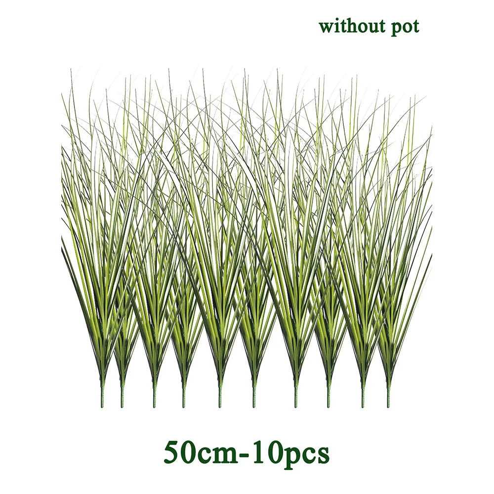 A bundle of artificial reed grass, 50cm long, consisting of 10 pieces for tropical home decor.