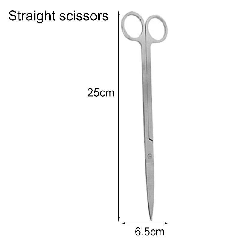 Edelstahl-Schere mit 25 cm Länge und 6,5 cm Breite.