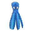 A blue plush toy shaped like an octopus with large eyes.