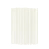 A pack of white biodegradable paper straws standing upright in a vertical arrangement.