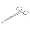 Stainless steel pet ear hair tweezers with a curved tip.