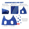 Blue pet nail trimming hammock designed with a widened design to protect and support the cat's chest and neck.