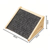 Solid wood pet stairs with non-slip steps featuring a gray textured surface and natural wood frame.