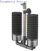 A silver aquarium bio sponge filter with a surface skimmer assembly.