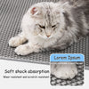 A fluffy gray cat is lying on a gray mat, demonstrating soft shock absorption and wear resistance.