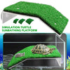 Plateforme de bain de soleil pour tortue avec de l'herbe artificielle verte pour habitat de reptile
