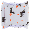 White washable dog sanitary wraps featuring a repeating pattern of brown dog silhouettes and orange stars.
