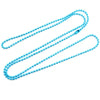 A set of blue plated ball bead necklaces laid out on a white background.