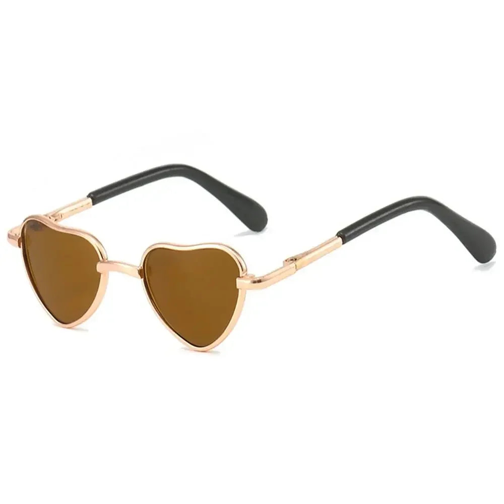 Gold-toned heart-shaped pet sunglasses for cats and dogs