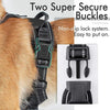 Two super secure non-slip buckles on a padded dog traction chest harness